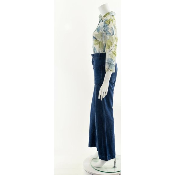 Leaf Print Shirt,Ombre Green Leaf Blouse,Semi Sheer Blouse,Gauzy White Blouse,Sh - Picture 10 of 10